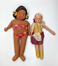 Vintage Cloth Dolls Lot Of 2