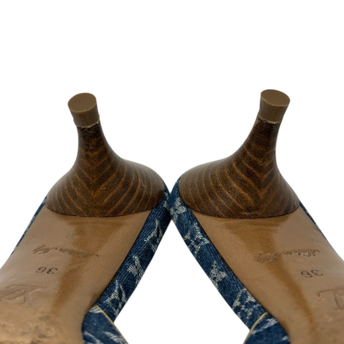 LOUIS VUITTON Vintage LV Logo Monogram Denim Sandals #36