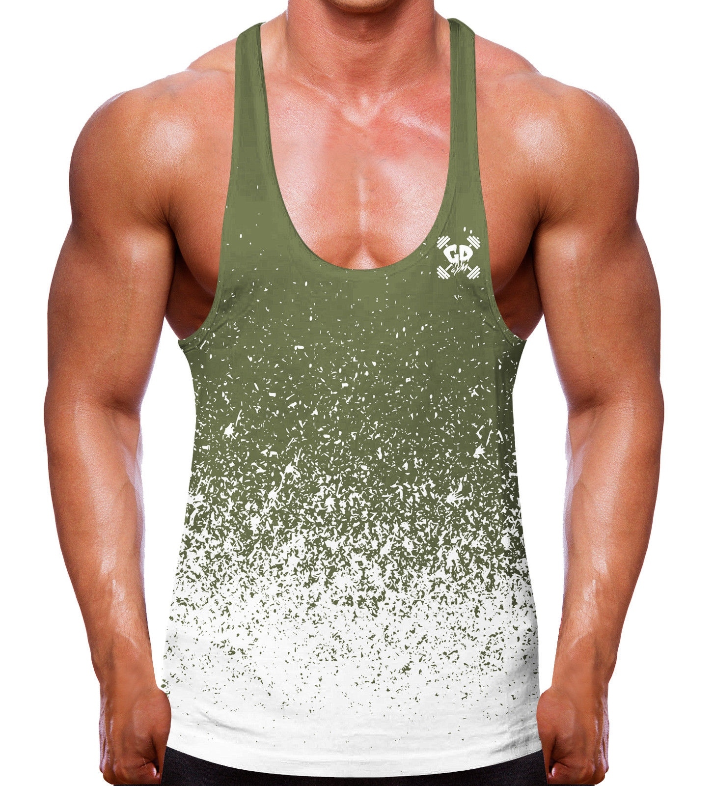 Chaleco con tirantes blanco militar moteado ropa de culturismo entrenamiento gimnasio para hombre Top