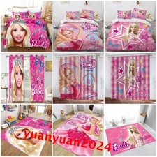 Girls Barbie Princess Duvet Cover Bedding Set Blackout Curtains Carpet Rugs Gift