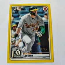 2020 Bowman Base Paper Yellow 46/75 Seth Brown Athletics #44 Baseball Card