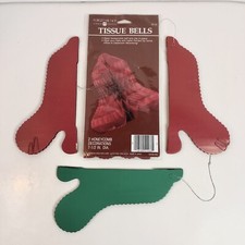American Greeting Tissue Honeycomb Bell Decorations Green Red 7 1/2 In DIA READ