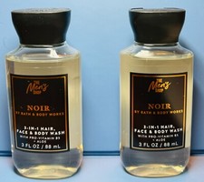  NEW  MEN'S NOIR  2PK  3in1 TRAVEL HAIR, FACE  BODY WASH  Bath  Body Works