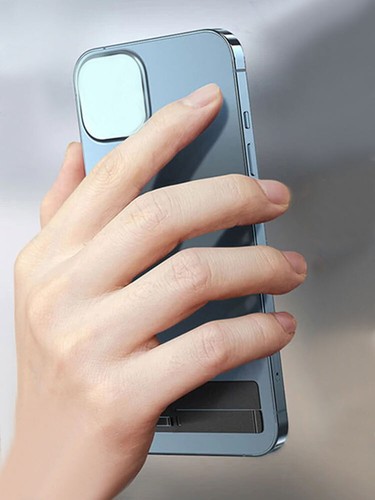 Support de téléphone portable pliable ultra fin support de bureau réglable noir - Photo 12 sur 12