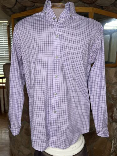 Jos. A. Bank Traveler Purple Plaid Long Sleeve Mens Dress Shirt Med - Picture 1 of 5