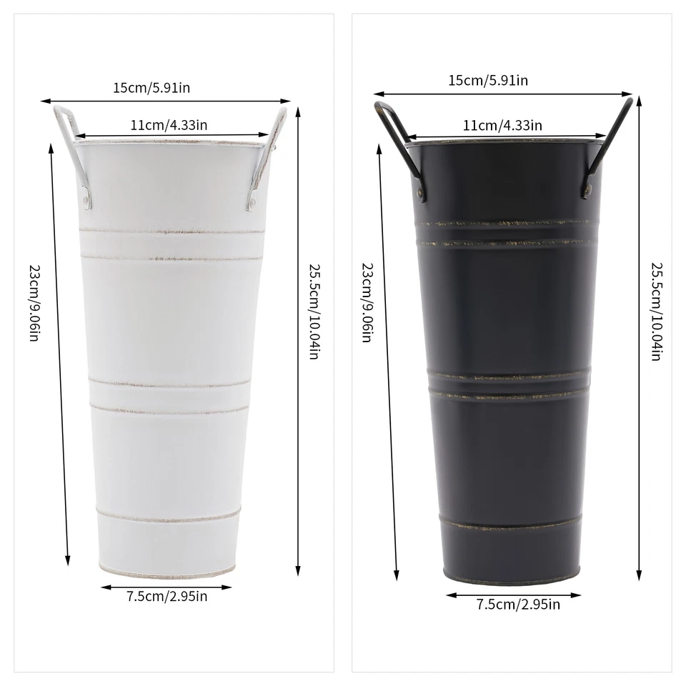 8 peças vasos de metal vasos balde de flores vasos de flores preto e branco para buquê - Imagem 2 de 4