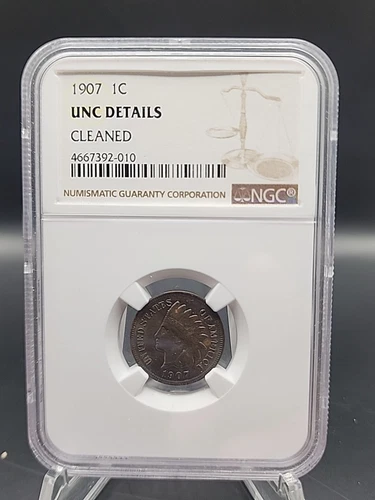1907 Indian Head Copper One  Brown 1C - NGC  Unc Details 