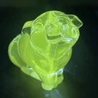 🏺Fenton Manganese Clear Glass Pig Figurine Uranium Green  Glow @ 365 UV