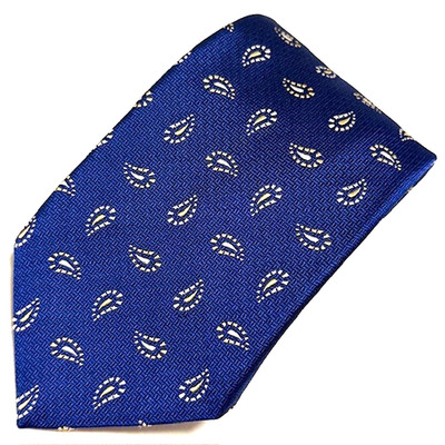 Brooks Brothers 346 Tie Blue Paisley AOP Sharp Dapper Classic Elegance Stylish