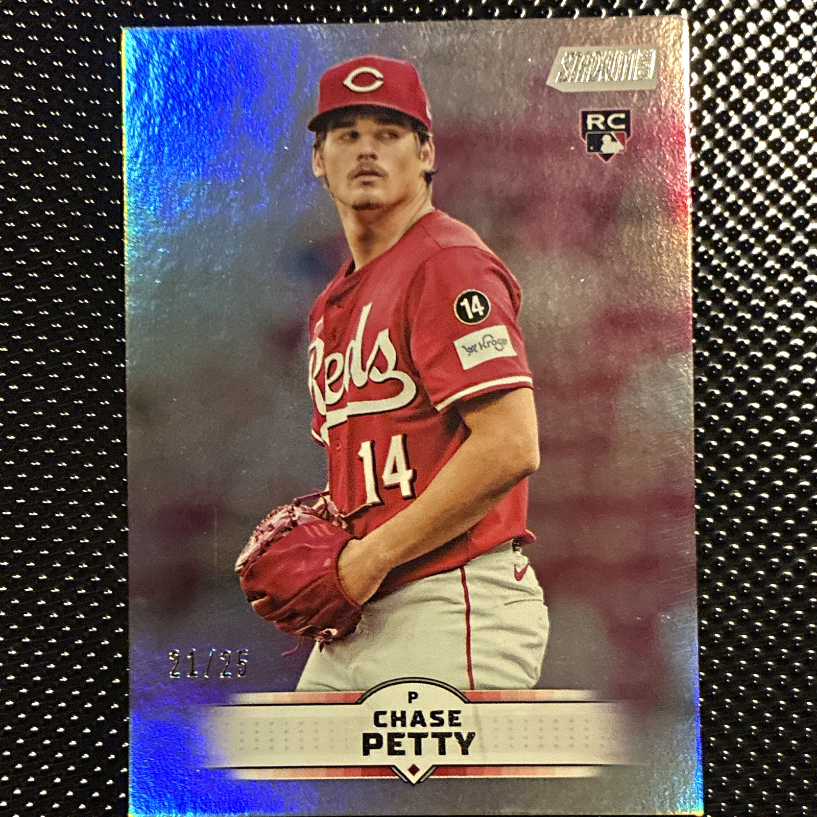 Topps 2025 Stadium Club Chase Petty Reds RC #59 Rainbow Foilboard /25
