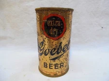 GOEBEL EXTRA DRY KEGLINED FLAT TOP BEER CAN~GOEBEL BRG, DETROIT 7, MICHIGAN #1