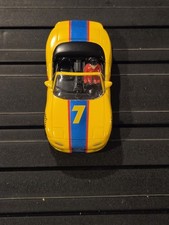 1992 TYCO Mazda Miata 7 Slot Car. Yellow with Blue Stripe Goodyear Decals. NM