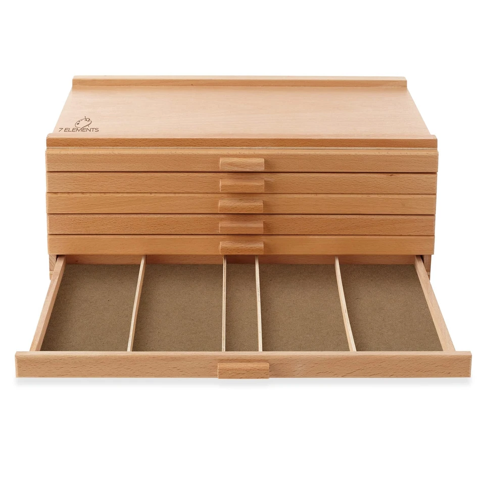 6 Drawer Wooden Artist Storage Box for Pastels, Pencils, Brushes, Tools Upgrade - Image 3 of 4