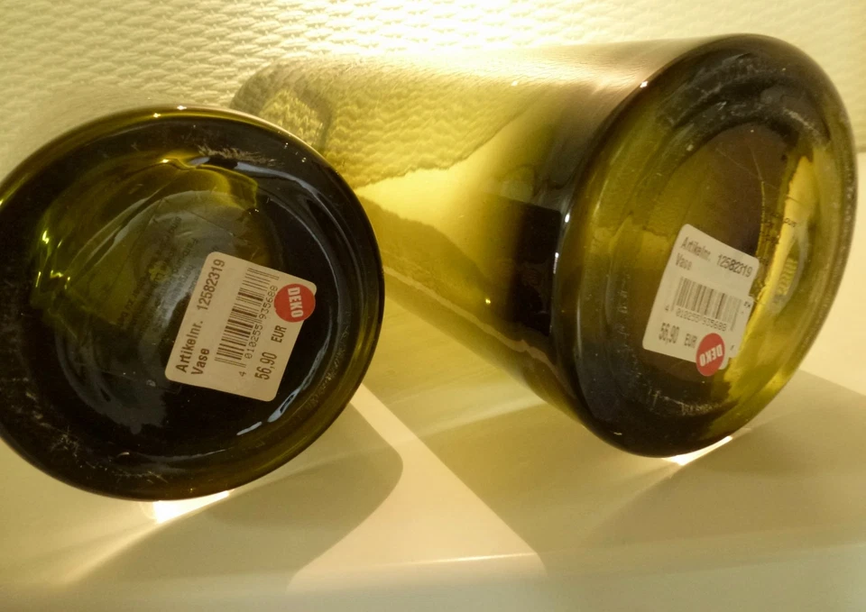 2 sehr große Vasen - Kaheku, Glas, grün, dekorativ, schwer, unbenutzt, Top-Zust. - Bild 3 von 4