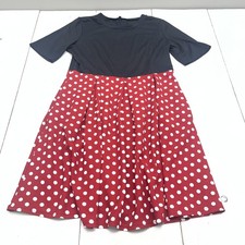 Red Polka Dot Dress Womens 2XL Black Top Fit & Flare Knee Length Half Sleeve