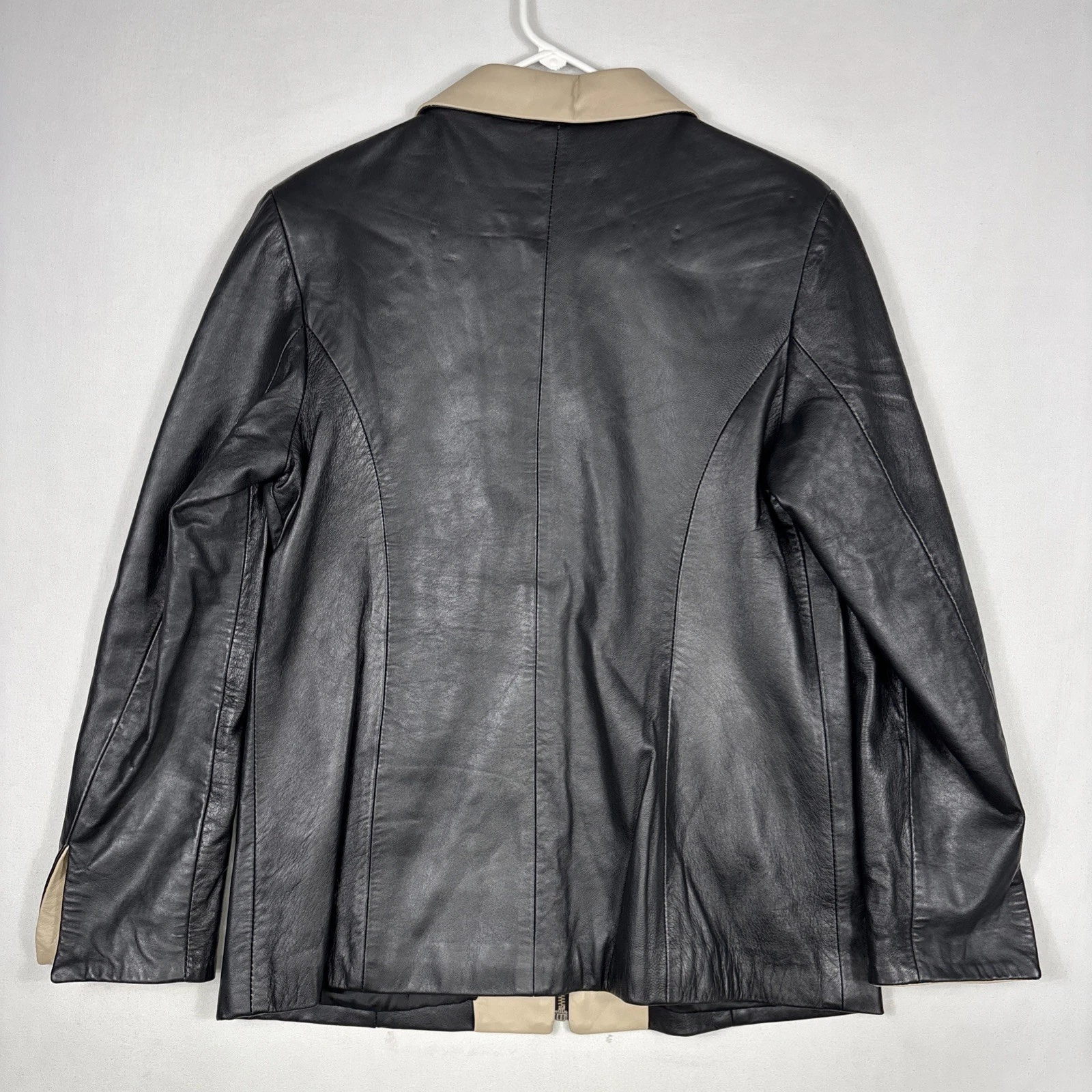 Vintage Vera Pelle Leather Jacket Men's 46 Black Biker Bomber Coat Made In Italy image 2