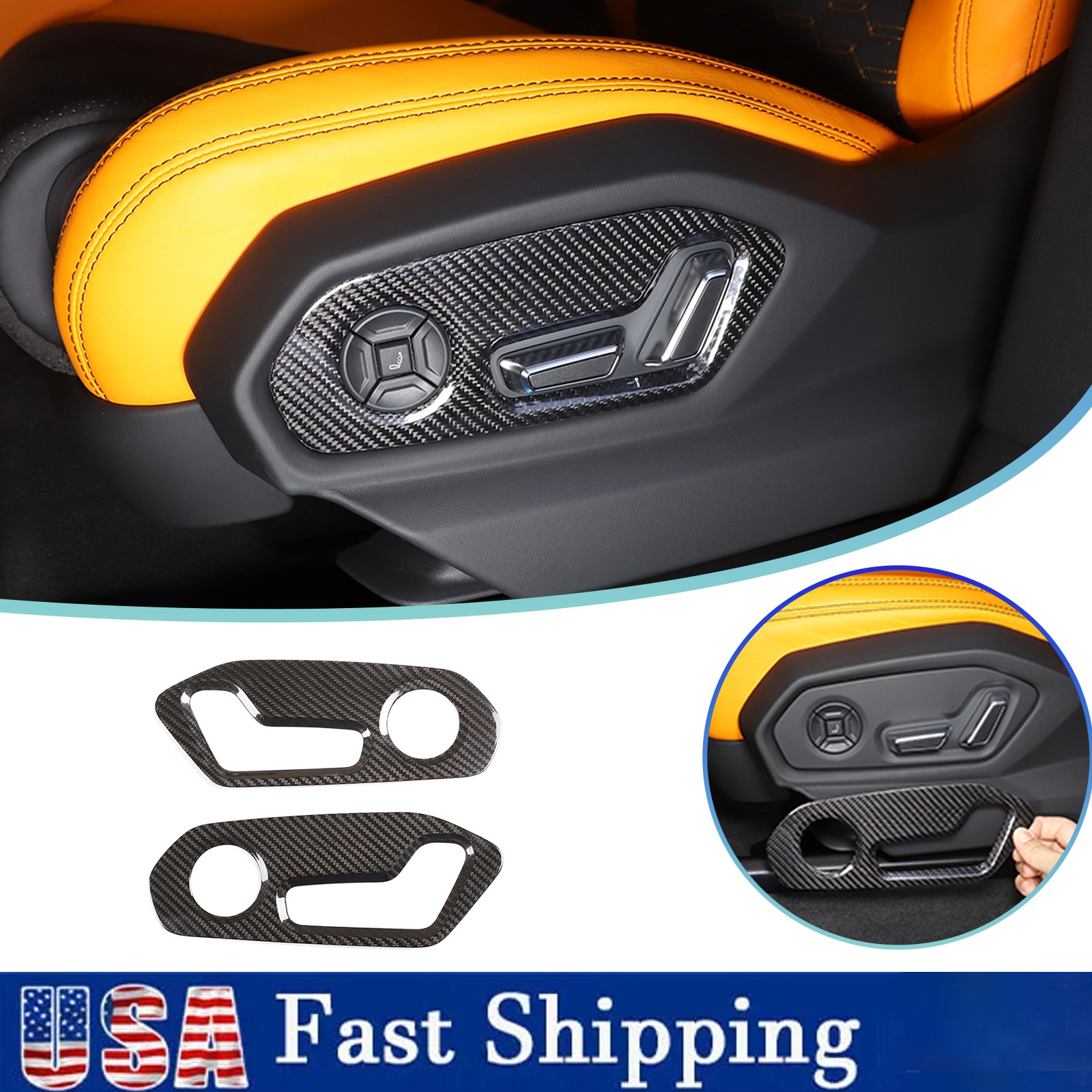 Carbon Fiber Seat Backrest Switch Panel Cover Trim For Lamborghini URUS 18-23 US
