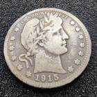 1915-P Barber Quarter 25C - Philadelphia - 90% Silver - F-VF Cond. - Nice Color
