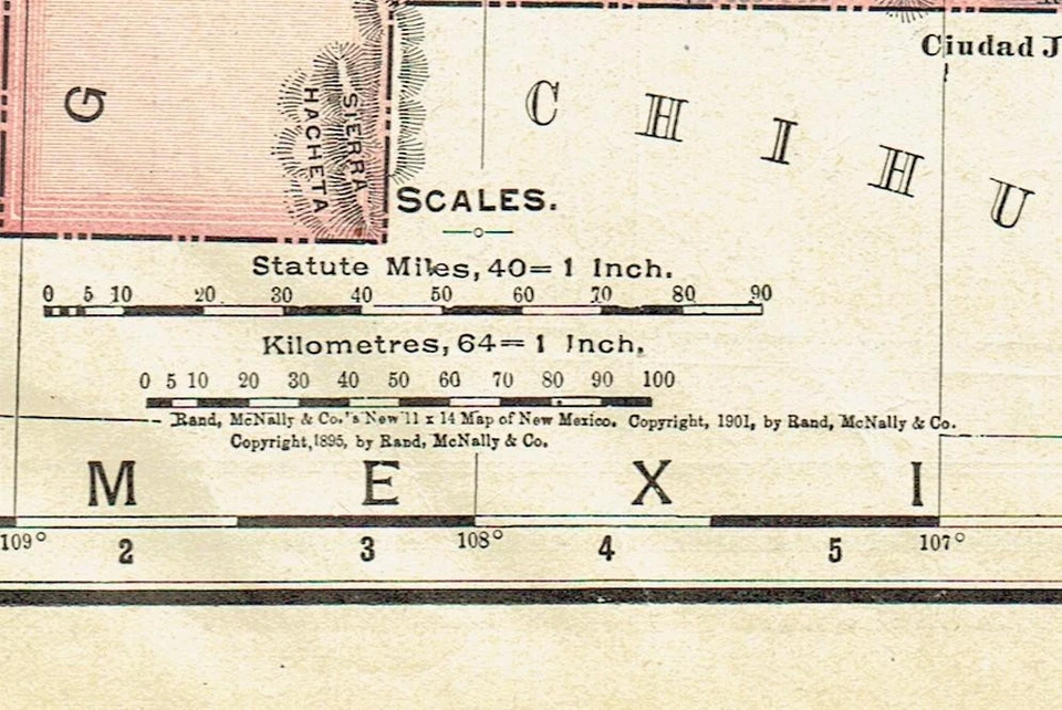 Mapas antiguos a color de Nuevo México y Colorado con fecha de 1902 Foto 4 de 4