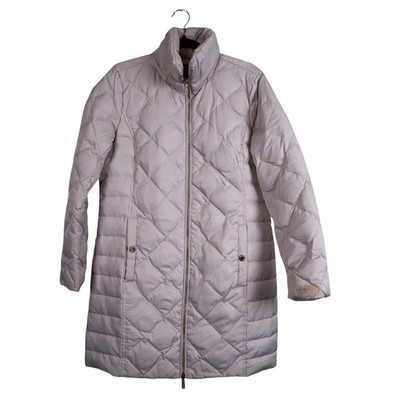 Kenneth Cole Reaction Womens Quilted Long Down Jacket Size Medium Cream Zip Up