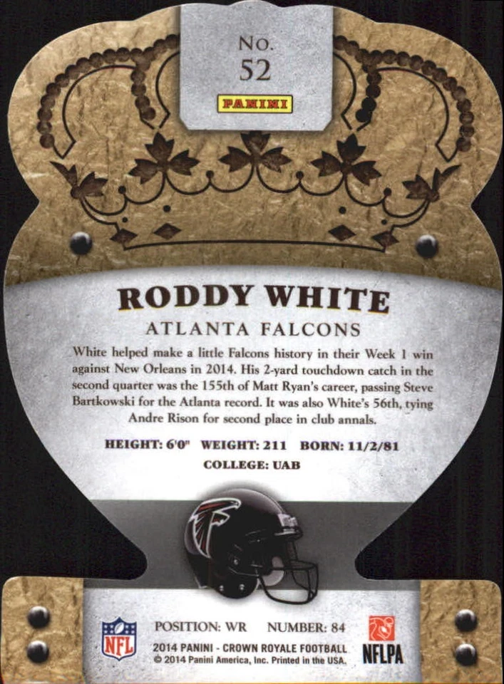 2014 Crown Royale Retail Bronze #52 Roddy White - FB - Image 2 of 2