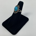 Round Earth Blue Turquoise Sterling Silver Ring Vintage Size 7 Unisex — photo 3