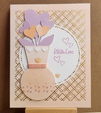 Stampin Up KEY TO MY HEART  WITH LOVE  CARD KIT, Makes 4- CUTE HEARTS BOUQUET 