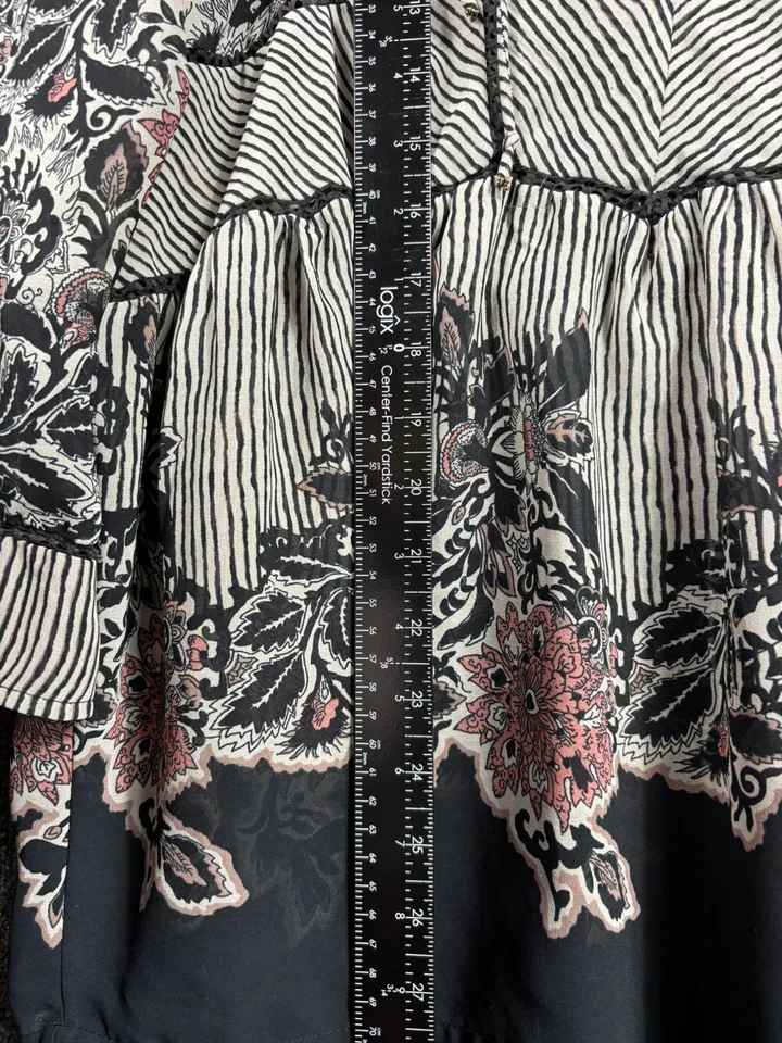 Blusa Lucky Brand Feminina Tamanho 2X Estampa Mista Transparente Manga de Sino Peplum Camponesa - Imagem 4 de 4