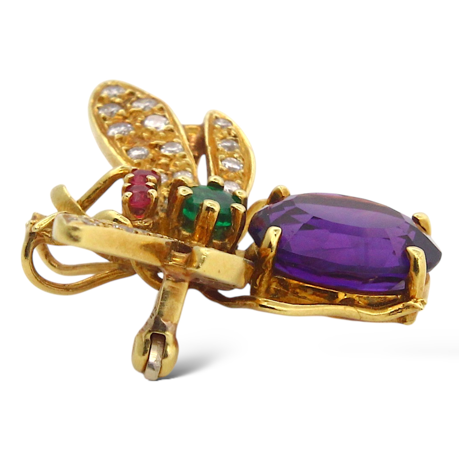 Insect Bug Diamond Amethyst Emerald Ruby Brooch P… - image 13