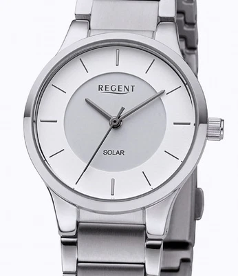 Regent BA-728 Edelstahl SOLAR Damenuhr Seiko-Werk 28mm 5 BAR WR UVP* 148,00 EUR - Bild 1 von 3