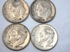 1960 62 63 64 - Roosevelt Dimes Circulated 90% silver lot of 4