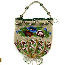 Vintage Victorian Purse Glass Beaded Floral Design READ