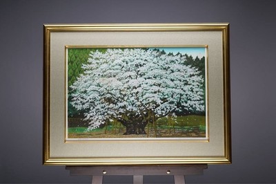Masao Ido ''Neo's Pale Ink Cherry Blossoms'' Woodblock Print  Edition Signed