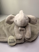 Gray Elephant Lovie Baby Blanket Lovey Security Blanket Soft Plush Toy 12 x 12