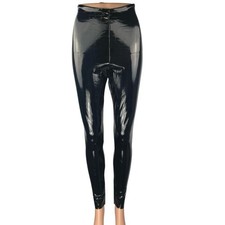 Commando Black Latex Faux Patent Leather High Waist Skinny Leggings Pants Size S