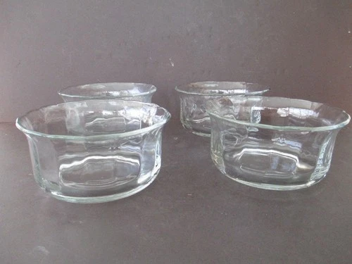 4---Vintage Clear Thick Glass Salad/Fruit Bowls (Flared Top & Scalloping)