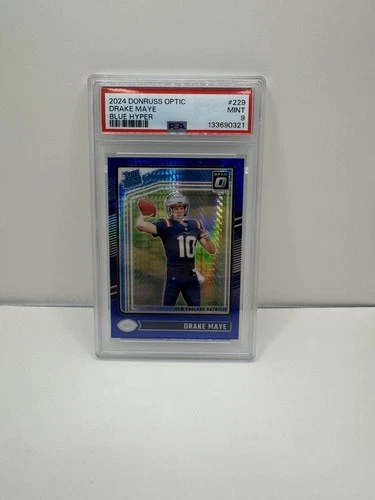 2024 Panini Optic - Rated Rookie Drake Maye #229 Blue Hyper Prizm (RC) PSA 9