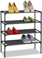 Stoff Schuhregal Stecksystem, 4 Ebenen, Schwarz