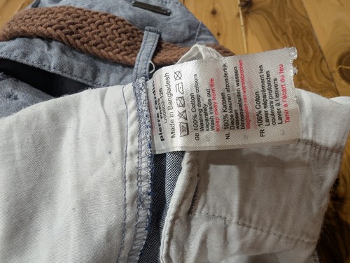 PIERRE CARDIN - Men's Size M Chino Casual Cotton Dress Shorts Blue With Belt - Picture 3 of 3