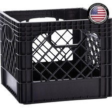 Durable 16-Quart Plastic Milk Crate Tote Stackable Organizer for Home Garage