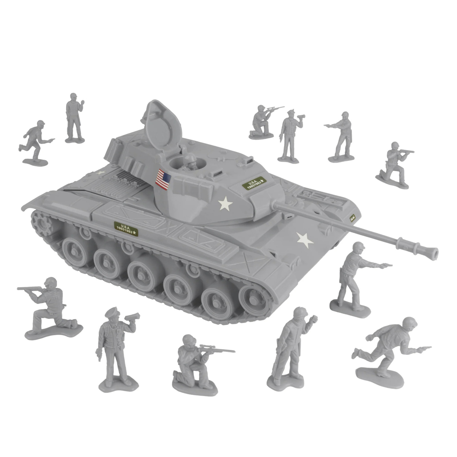 Tim Mee Processed Plastic Gray M41 Walker Bulldog Tank SWAT Timmee Army Men Set