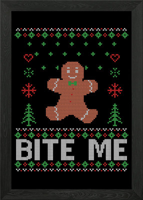 bite me christmas Framed Wall Art Poster Canvas Print Picture