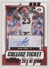 2021 Panini Contenders Draft Picks College Game Ticket Red Mark Webb Auto 09p1