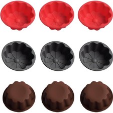 Silikon Backform, 9 Stück Wiederverwendbare Mini Tarteform Antihaft Rund Kuch...