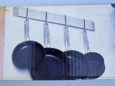 Cuisinart Chef's Classic 33” Bar Wall-Mount 4 Pot Rack, Brushed Stainless