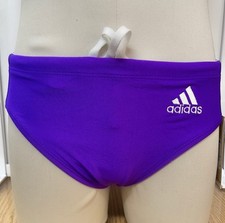 ADIDAS Boys Swim Brief NEW With Tags Purple with White side stripes Size 26"