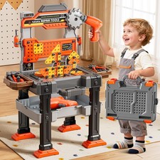 XINNOVEL 2 in 1 Workbench Toys for Toddlers 3-5, Kids Tool Bench Set with Ele...