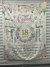 Happy 18th Birthday 50x60 Inch Throw Blanket Cover Soft Bedding Gift