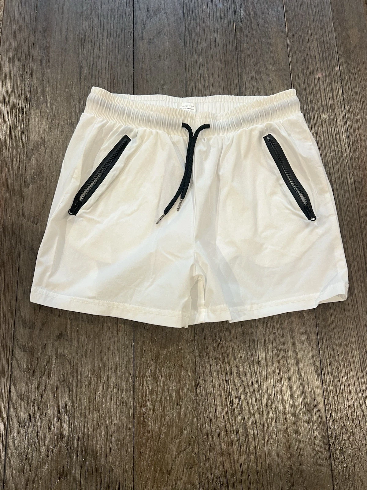 Mens Bodybuilding Lined Athletic Shorts White Medium