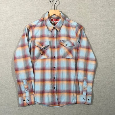 Dixxon Flannel Shirt Womens Small Blue Red Button Snap Killswitch Engage